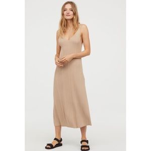 H&M Women’s Dress Beige Ribbed Sleeveless Midi